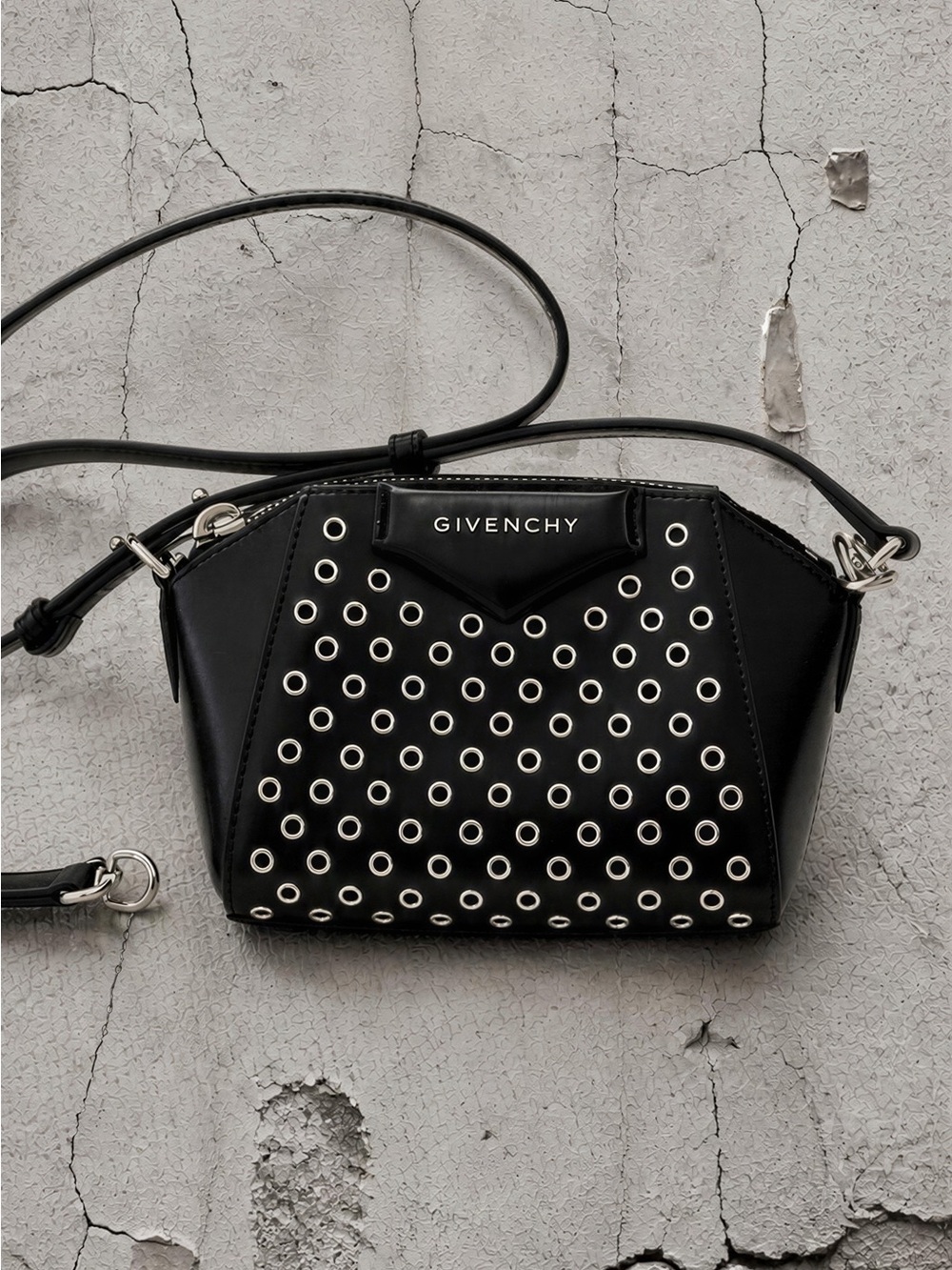 Givenchy Antigona Mini Black Leather Grommet Crossbody